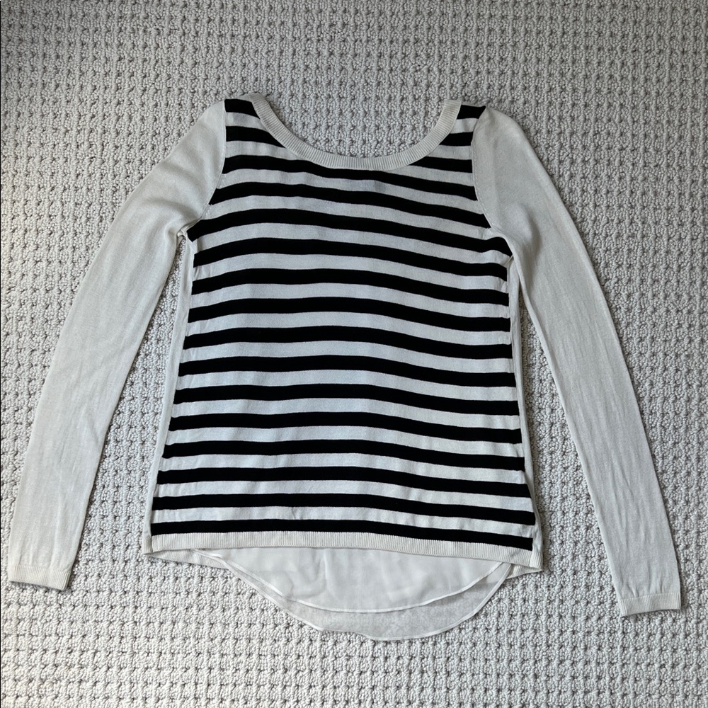 Express Black and White Striped Long Sleeve Top